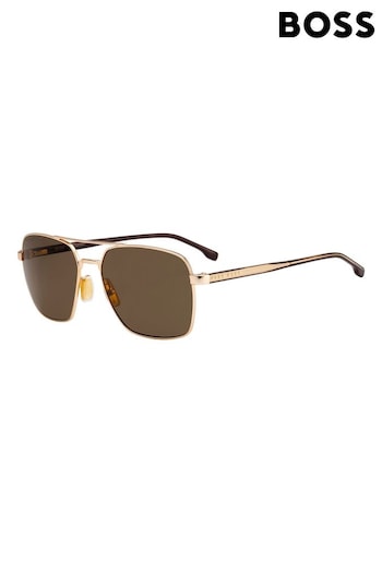 BOSS Brown Lens Rectangular Double Bridge Sunglasses Noir (C46682) | £185