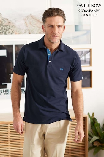 Savile Row Co Navy Classic Fit Polo Shirt (C46747) | £40