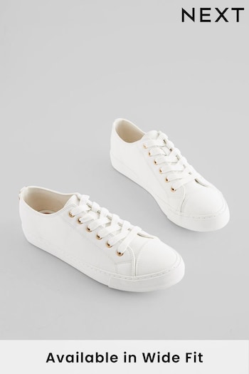 White Wide Fit Forever Comfort® Baseball Trainers (C46774) | £26