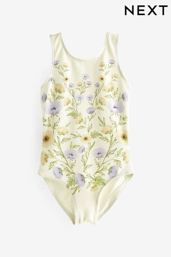 Ecru Floral Print Textured Swimsuit (C46801) | £13 - £18