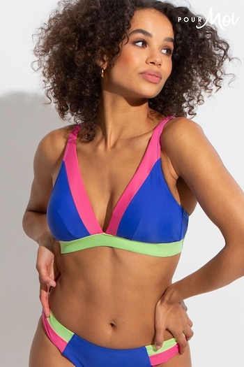 Pour Moi Blue Palm Springs Colourblock Bikini Top (C46812) | £30