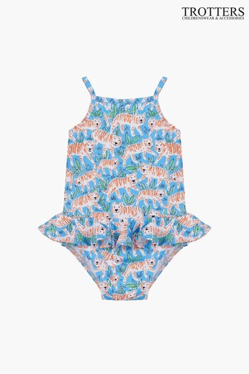 Trotters London Little Blue Tiger Peplum Swimsuit (C46818) | £38