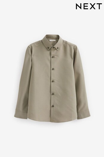 Khaki Green Soft Touch Smart Long Sleeve Shirt (3-16yrs) (C46867) | £16 - £21