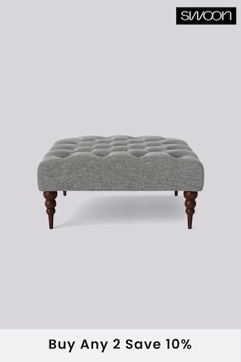 Swoon Houseweave Thunder Grey Plymouth Square Ottoman (C46873) | £260