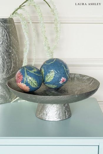 Laura Ashley Pewter Grey Winspear Leaf Embossed Round Footed Bowl (C46886) | £80