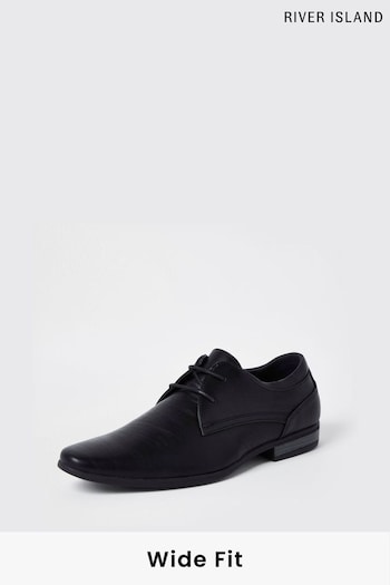 River Island Formal Point Derby Wide Fit Black Shoes (C46968) | £37