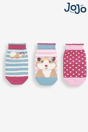 JoJo Maman Bébé Pink Girls'  3-Pack Guinea Pig Socks (C46969) | £9.50