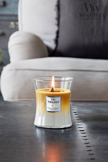 Woodwick Yellow Medium Trilogy Fruits Of Summer Candle (C47044) | £26
