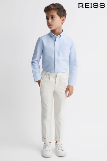 Reiss Soft Blue Greenwich Senior Slim Fit Button-Down Oxford Shirt (C47087) | £32