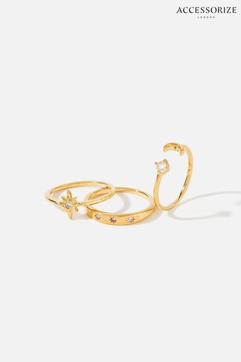 Z by Accessorize Gold-Plated Celestial Stacking Ring Set (C47182) | £19