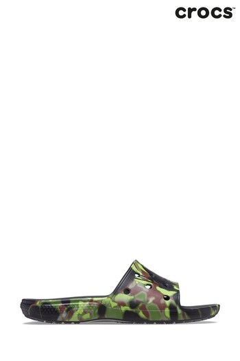 Crocs Sandals Spray Camo Black Slides (C47257) | £30
