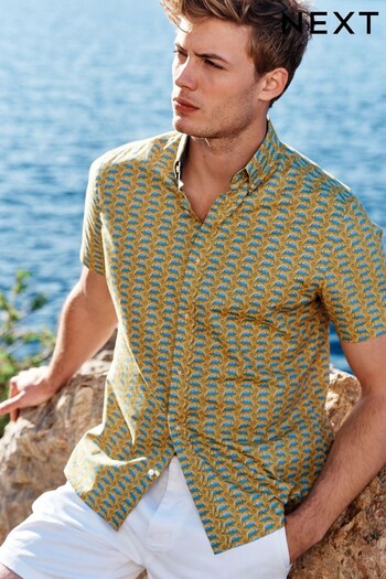 Yellow Printed Short Sleeve Shirt (C47291) | £30