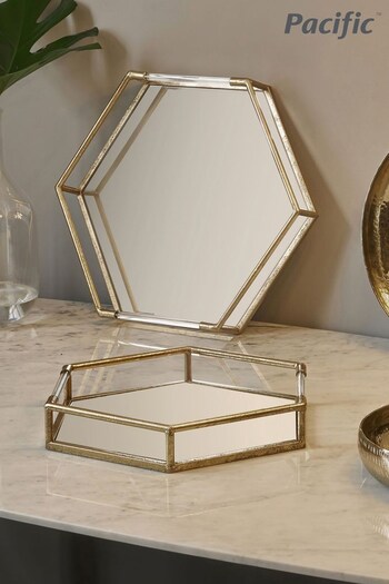 Pacific Set of 2 Gold Metal And Mirror Trays (C47321) | £80