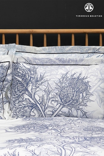 Timorous Beasties Set of 2 Blue Thistle Azure Pillowcases (C47335) | £35