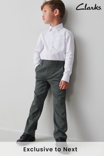 Clarks Grey Boys Pull Up School Trousers with Stretch (C47438) | £14 - £16