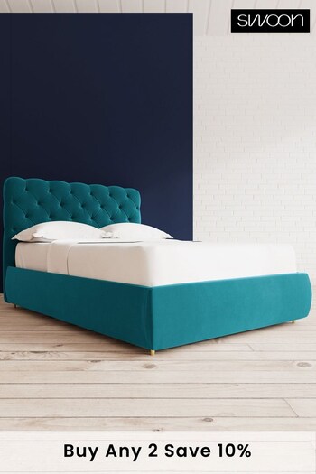Swoon Easy Velvet Kingfisher Blue Burbage Divan Bed (C47440) | £1,199 - £1,289
