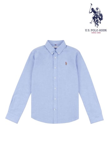 U.S. Homem Polo Assn. White Lifestyle Peached Oxford Shirt (C47542) | £40 - £48