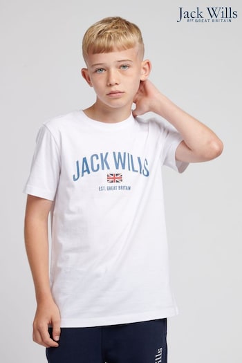 Jack Wills White Flag Drop Shoulder T-Shirt (C47546) | £18 - £24