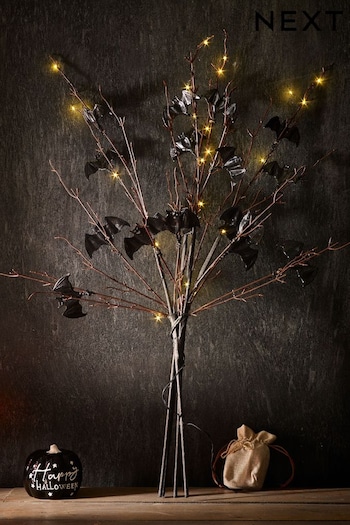 Black Halloween Lit Bat Twigs (C47588) | £20