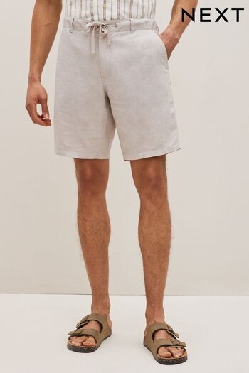 Bone Grey Drawstring Linen Blend Shorts Invent (C47700) | £25