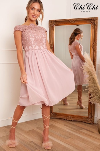 Chi Chi London Pink Jeanna Midi Dress (C47742) | £85