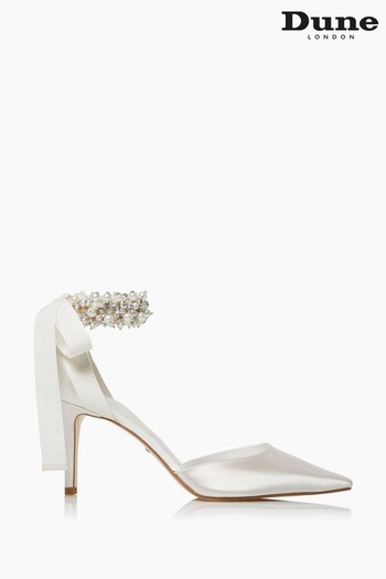 Dune London Natural Clarette Embellished Ankle Strap Wedding Shoes (C47848) | £195