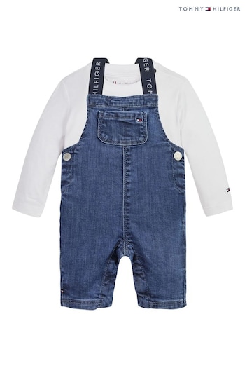 Tommy Gift Hilfiger Baby White Dungarees Set (C47873) | £37