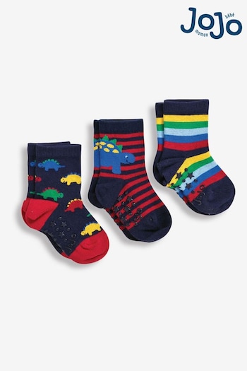 JoJo Maman Bébé Navy 3-Pack Dino Socks (C47998) | £9.50