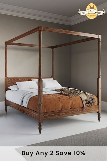 Get Laid Beds Coffee Bean Four Poster Country Turned Leg Bed (C48198) | £825 - £1,050