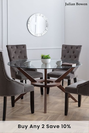 Julian Bowen Clear Chelsea Large Round Glass 6 Seater Dining Table (C48220) | £310