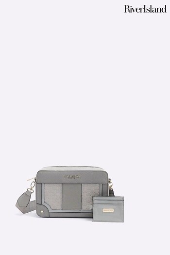 River Island Grey Embellished Panelled Boxy Bag (C48248) | £32