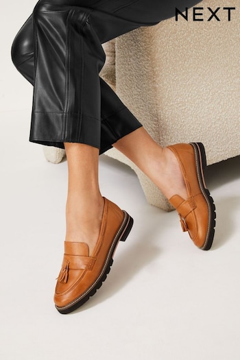 Camel Forever Comfort® Leather Tassel Chunky Loafer Shoes week (C48339) | £49