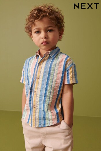 Rainbow Shirt Short Sleeve Vertical Stripe Shirt (3mths-7yrs) (C48561) | £12 - £14