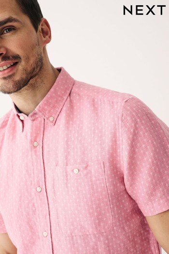 Pink Textured Short Sleeve Shirt (C48672) | £30