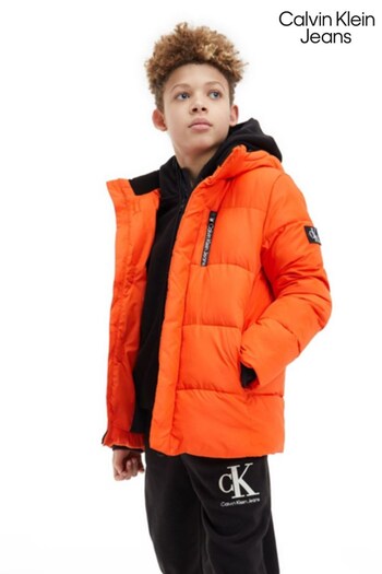 Calvin Klein Jeans Boys Orange Essential Puffer Jacket (C48698) | £160