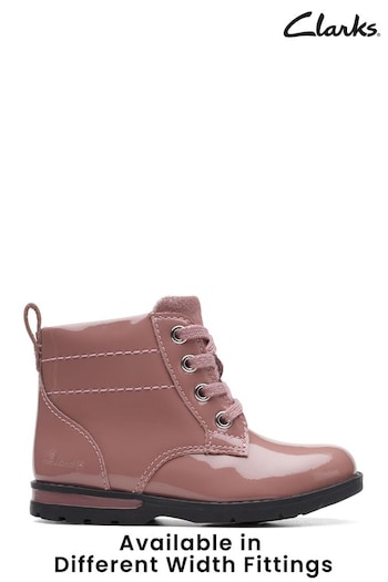 Clarks Toddler Pink Multi Fit Patent rivoli Boots (C48813) | £50