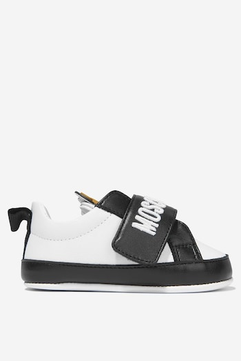 Baby Leather Teddy Strap Trainers in White (C48897) | £64