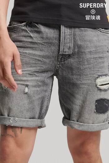 Superdry Grey Organic Cotton Vintage Straight Shorts Jean (C49063) | £45