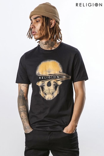 Religion Black Regular Fit Classic Crew Neck T-Shirt (C49145) | £38
