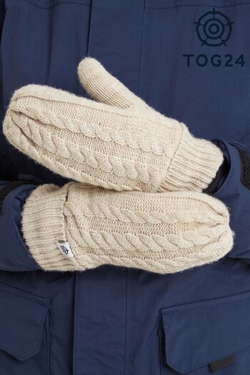 Tog 24 Cream Linney Knitted Mitten Gloves (C49168) | £24