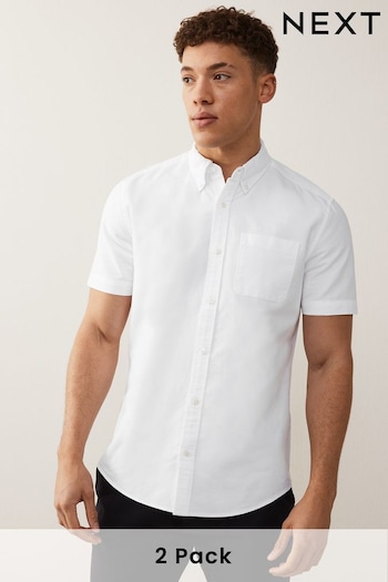 White/Blue 2 Pack Short Sleeve Oxford Shirt Multipack (C49240) | £38