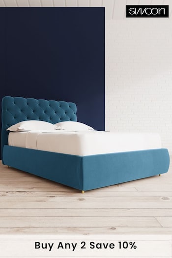 Swoon Easy Velvet Petrol Blue Burbage Divan Bed (C49262) | £1,199 - £1,289