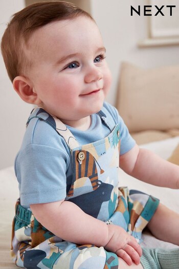 Blue Jersey Short Baby Dungarees And Bodysuit (0mths-3yrs) (C49590) | £15 - £17