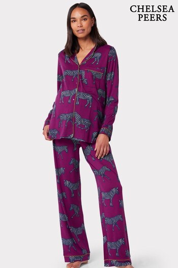 Chelsea Peers Purple Maternity Recycled Fibre Purple Zebra Print Long Pyjama Set (C49750) | £45