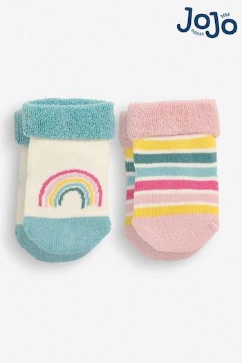 JoJo Maman Bébé Multi Rainbow 2-Pack Born In 2024 Baby Socks (C49800) | £5.50