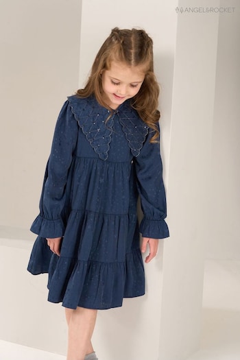 Angel & Rocket Blue Sophia Jacquard Star Dress (C49946) | £34 - £38