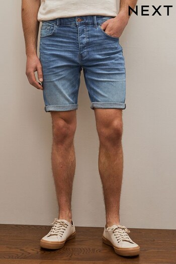 Bright Blue Slim Stretch Denim Bandeau-bikinitop Shorts (C50008) | £24