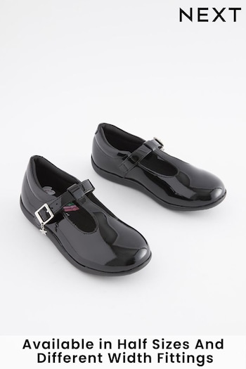 Black Patent School Leather T-Bar Shoes (C50040) | £26 - £30