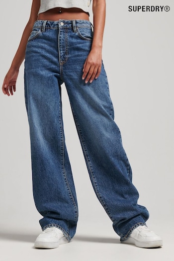 Superdry Light Blue Organic Cotton Wide Leg Jeans (C50158) | £65