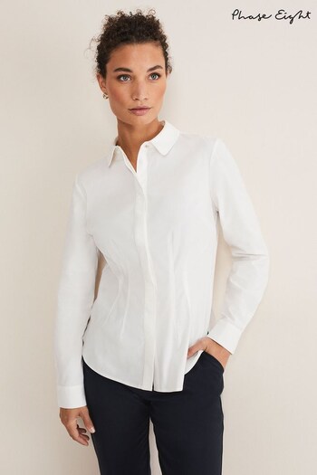 Phase Eight Kiyah Fitted White Shirt (C50186) | £75